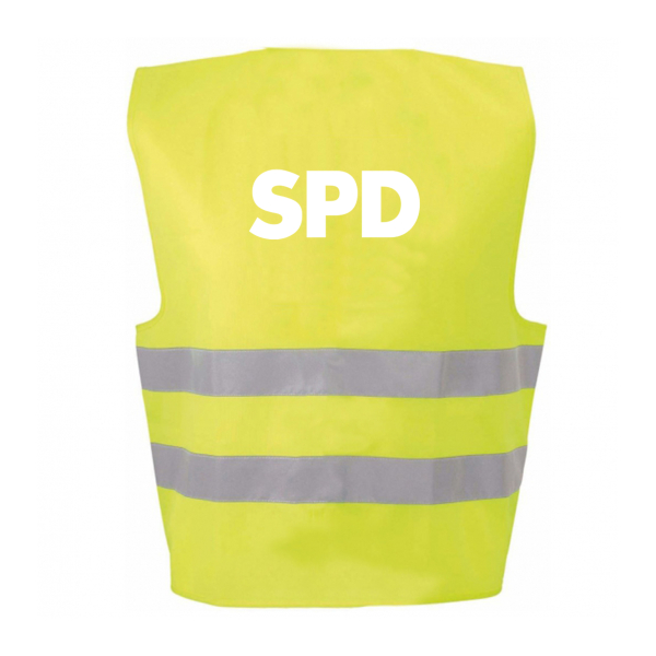 Preview: SPD Soziale Politik für Dich Warnweste mit Rückendruck