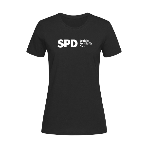 SPD Soziale Politik für Dich Damen T-Shirt (großes Logo) (Bio Baumwolle)